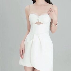 Elegant White Cutout Mini Dress